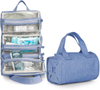 Collapsible Unisex Custom Logo Travel Blue Roll Up Makeup Cosmetic Bag Toiletry Bags With Handle