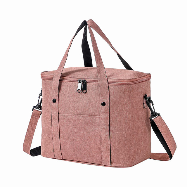 High Quality Polyester Canvas Insulation Lunch Bag Thickness Thermal Foam Picnic Cooler Bag With Detachable Shoulder Strap