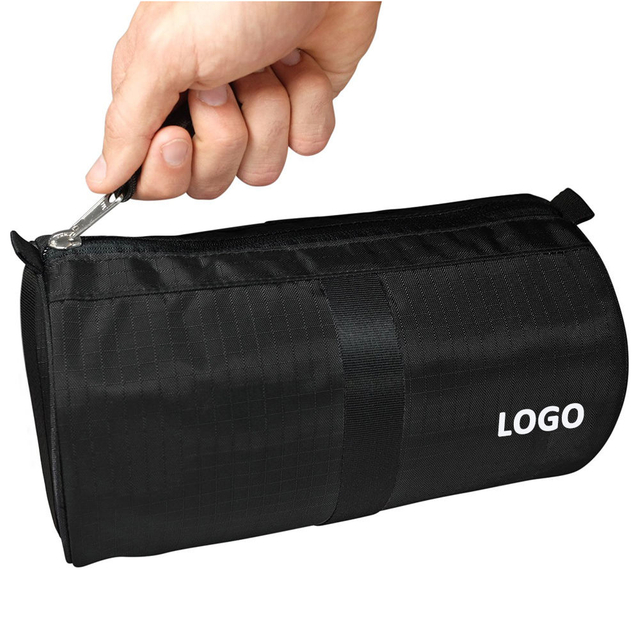 Round Shape Water Resistant Nylon Toiletry Bag Portable Men Dopp Kit Organizer Shaving Bag for Travel Accessories