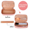 Portable Waterproof Travel Toiletry Bag Lovely Pink Color Women Make Up Organizer Bag With Brush Slot Pockets