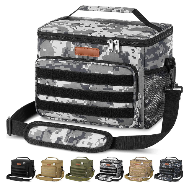 Wholesale Picnic Outdoor Mens Lunch Box Camouflage Full Printed Cooler Bag with Adjustable Shoulder Strap
