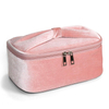 Luxury Velvet Women Makeup Bag Portable Cosmetic Storage Bag Lovely Pink Color Bride Make Up Bag