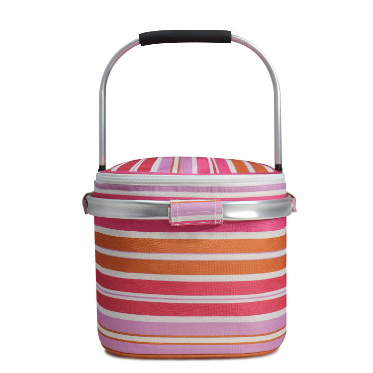 Large Capacity Insulated Aluminum Basket Cooler Custom Sublimation Folding Picnic Basket Cooler Bag For Beach