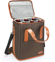 6 Pack Wine Bottle Cooler Bags Reusable Insulation Cooler Bag With Customized Logo Shoulder Cooler Bag