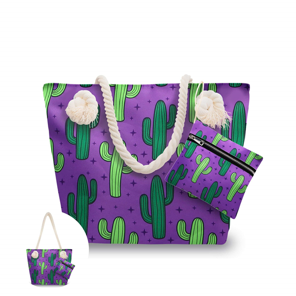 Stylish Canvas Beach Tote Bag With Wide Selection of Colors of Beautiful Fashionable Cactus Canvas Beach Tote Bags for Women