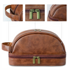 Men Retro Cosmetic Bag Double Layer Cosmetic Bag PU Leather Waterproof Vintage Handbag Travel