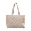 Custom Logo Nylon Large Puffy Padded Quilted Tote Bag for Women Soft Casual Handbag Zipper Fashionable Shopper Shoulder Bag