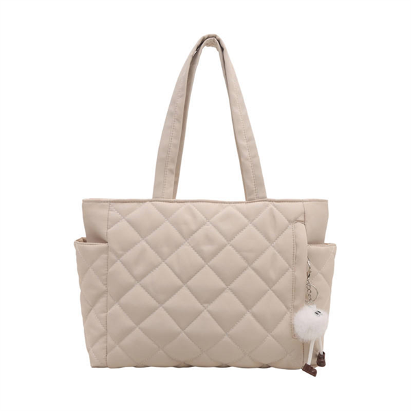 Custom Logo Nylon Large Puffy Padded Quilted Tote Bag for Women Soft Casual Handbag Zipper Fashionable Shopper Shoulder Bag