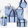 Large Capacity Portable Reinforced Aluminum Film Promotion Reusable Food Denim Cooler Lunch Bag Insulation