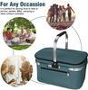 Insulated Cooler Bag Picnic Basket 26L Leakproof Collapsible Portable Cooler Grocery Bag Picnic Kit with Aluminium Handle for