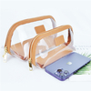 Halfmoon Cosmetic PVC See Through Toiletry Beach Beauty Travel TPU Jelly Bags Set Women Transparent Clear Make Up Travel Bags