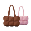 Puffer Bag Large Capacity Stylish Tote Bag Soft Quilted Water Resistant Nylon Winter Solid Color Zipper Closure Custom Color