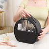 Clear Simple Easy Access Premium Foldable Durable Lightweight Zipper New Soft Pu Leather Pvc Makeup Cosmetic Bag