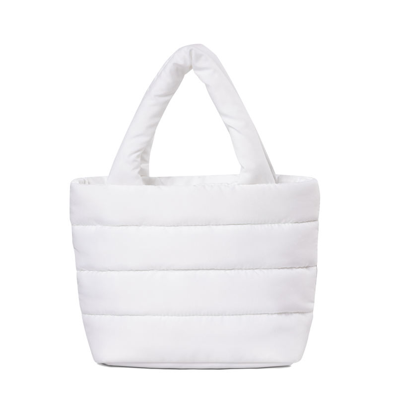 Custom White Puffy Tote Bag Women Lightweight Quilted Handbags