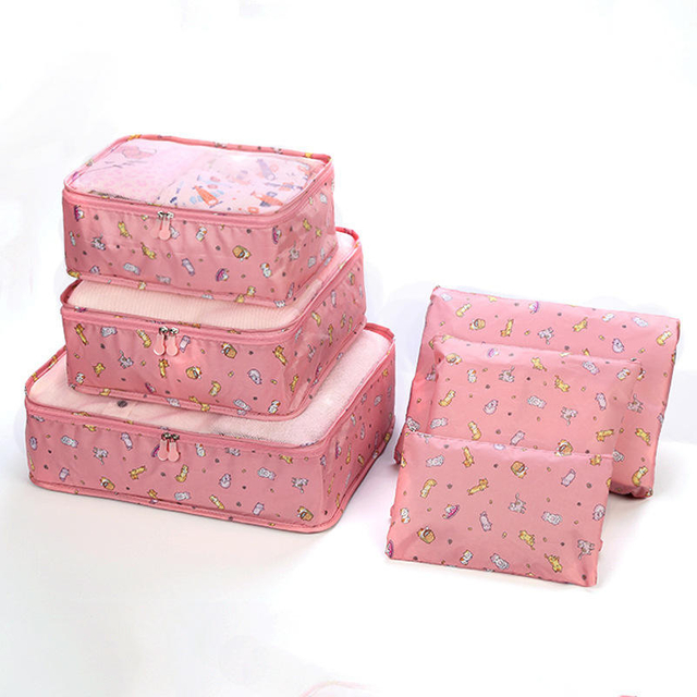 High Quality Printed Packing Cubes Travel Clothes Cube Bags Striped Compression Packing Cubes