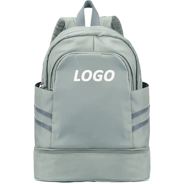 wholesale large custom logo waterproof nylon casual gym sports backpack with shoe compartment and wet pocket