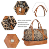 Large Capacity Wholesale PU Leather Leopard Print Designer Travelling Tote Bag Shoes Compartment Luggage Overnight Duffel Bag