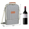 Striped padded camping travel party 2 bottle carrier wine insulated bag portable thermal bags for wine bottles