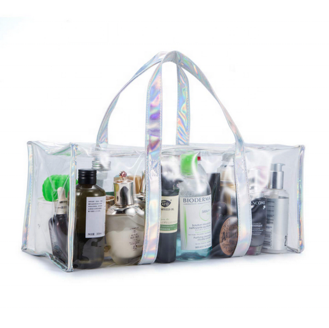 Eco-friendly Waterproof PVC Transparent Duffel Bag Weekender Overnight Travel Beach Tote Toiletry Cosmetic Bag Travel