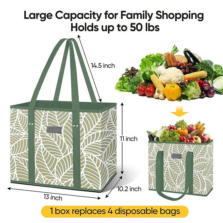 Foldable Waterproof Shopping Tote Bag Recycling Reusable Non Woven Hiking Grocery Bag Storage