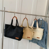 Custom Large Canvas Tote Bag Cross Body Cotton Bag Women Messenger canvas bag with leather handle