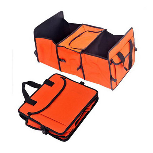 Folding Collapsible Travel Tote Car Trunk Organizer with Cooler Compartment