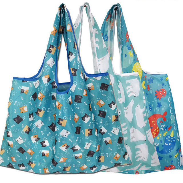 waterproof reusable fabric shopping bags with pouch durable and lightweight groceries bags