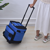 custom logo large 43L insulated wheeled cooler bag with handle and removable liner foldable soft cooler with wheels