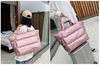 Woman large travel weekender quilt stitching bags nylon light purple quilted puffer bag handbag puffy bag tote