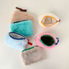 Student small plush embroidery earphone key coin storage bag change purse girls mini coin bag