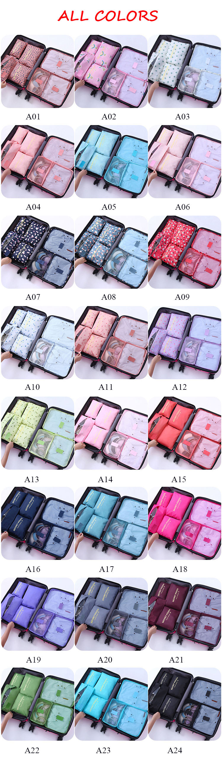 7pcs Travel Cubes Set Foldable Bag Product Details