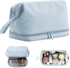 Multifunctional Double Layer Nylon Cosmetic Bag Waterproof Toiletry Travel Bag Custom Logo Two Layers Makeup Bag