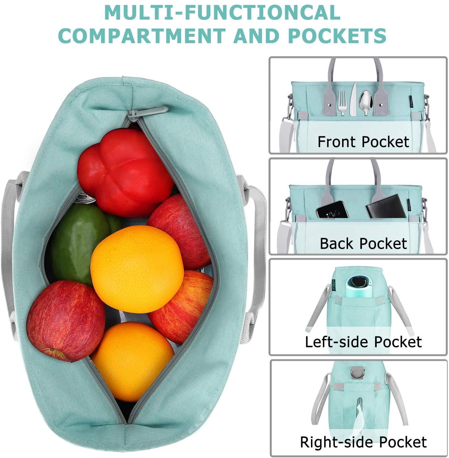 2022 Women Insulated Tote Bags Thermal Food Bag Cooler Lunch Storage Zipper Organizer Handbag With Handles And Shoulder Strap