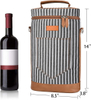 Leakproof 2 Bottle Travel Wine Carring Cooler Bag with Handles and Adjustable Shoulder Strap Insulated Wine Cooler Tote