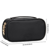 Black Travel Leather Double Layer Cosmetic Bags Custom Logo Make Up Bag Makeup Skincare Storage Organizer With Brush Holder