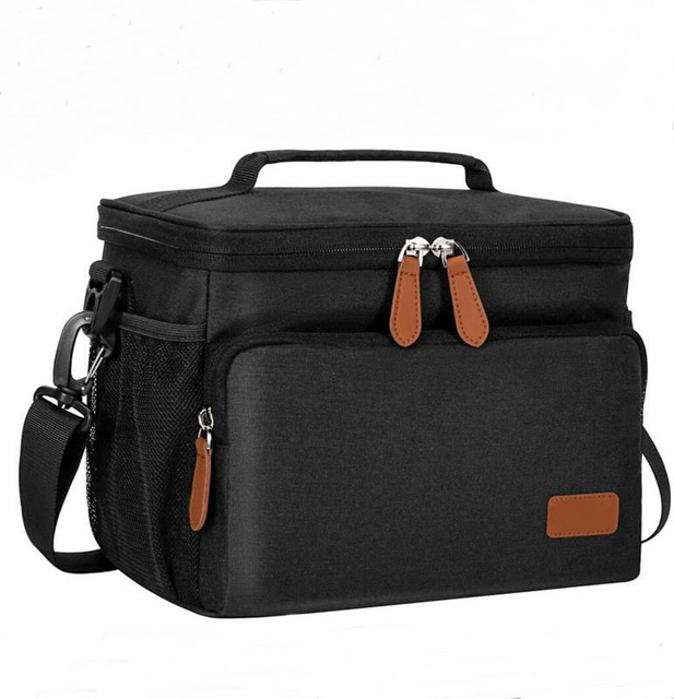 Customize Leakproof Travel Camping Insulated Foil Bags Collapsible Thermal Black Picnic School Reusable Lunch Cooler Bag