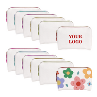 Custom Logo Printing Canvas Zipper Travel Cosmetic Case Packing Pouch Natural Cotton Canvas Makeup Bag