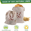 Wholesale Linen Bread Bags Ideal for Homemade Bread Unbleached Reusable Bread Storage Bakery