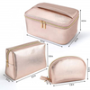 Waterproof Gold Pu Leather Fashion Lady Girls Cosmetic Bag Set Portable Luggage Toiletry Organizer Make Up Cosmetic Bag