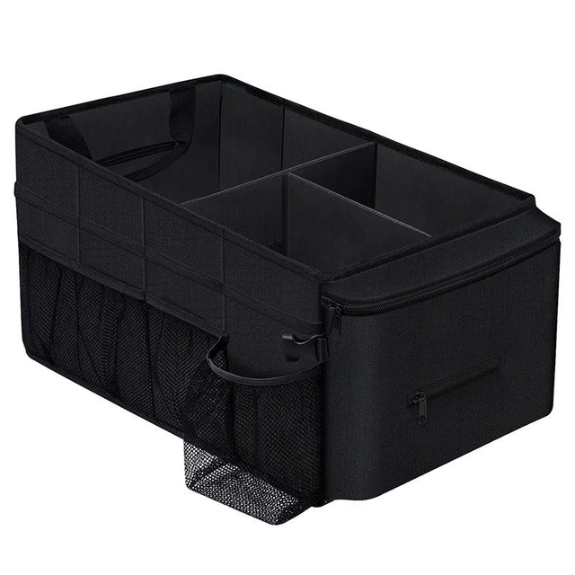 Family Trip Small Universal Drive Auto Car Trunk Organizer Storage Box Kids Car Organizer with Cup Holders