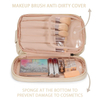 Double Layer Travel Brush Compartment Makeup Bag for Women Makeup for Bathroom Portable Beige Large Capacity Cosmetic Bag