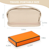 Double Layer Travel Brush Compartment Makeup Bag for Women Makeup for Bathroom Portable Beige Large Capacity Cosmetic Bag