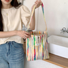 Korean Version Rainbow Striped Shoulder Ladies Large Capacity Shopping Bag Casual Tote Bag