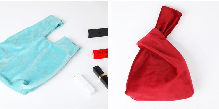Customize Mini Japanese Style Wind Sleeve Hand-held Hand Vintage Velvet Handbag Wrist Knot Bags for Women
