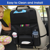 2 Pack PU Leather Car Back Seat Organizer with Foldable Table Tray Car Backseat Organizer for Babies Toys Drinks Books Pens