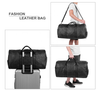 High Quality Waterproof PU Leather Duffel Bag with Shoe Compartment Portable Tote Shoulder Gym Travel Bag for Men