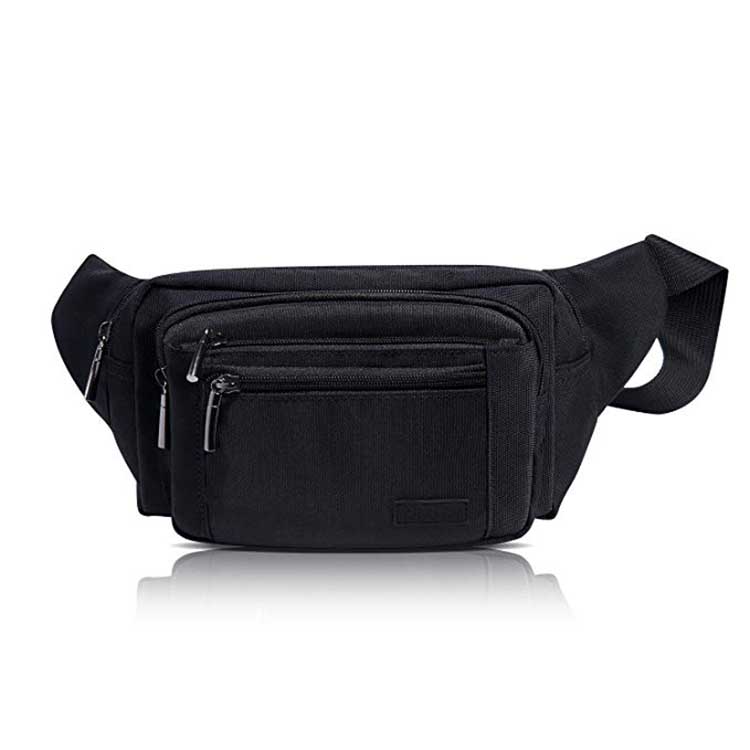 Black custom multi-functional belt bag fanny pack waterproof running sport waist bag