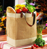 Hemp reusable shopping bags, jute shopping tote bag with a pocket inside