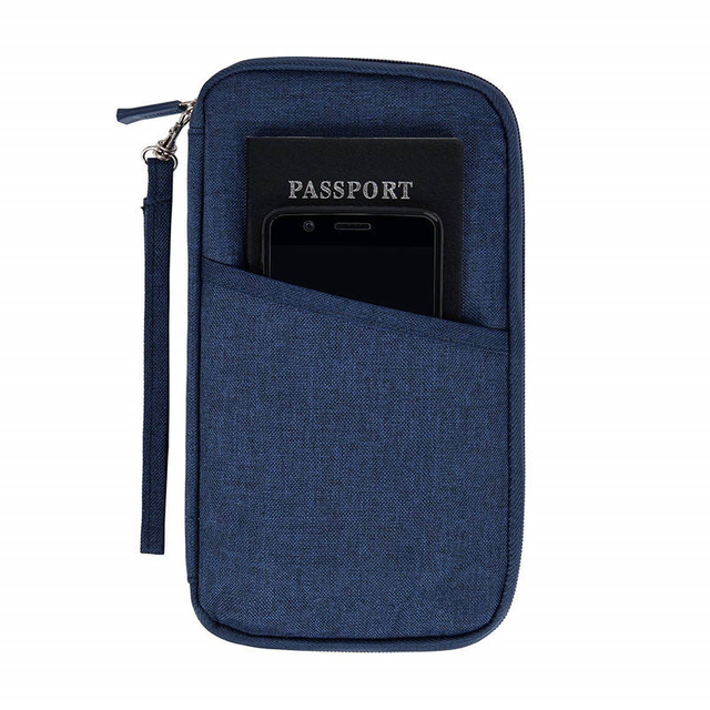 Travel Wallet Passport Holder Cover , RFID Document Organizer with Hand Strap