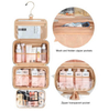 Customized Men Portable Folding Marble Leather Makeup Organizer Collapsible PU Leather Toiletry Cosmetic Bag Wome